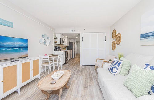 Arcadian Shores Condo | OCEAN FRONT Seawatch Resort Beach Front King Bed!