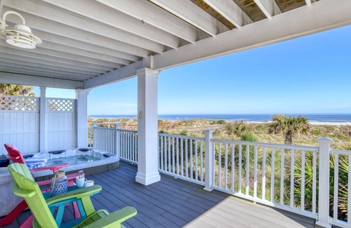 Crescent Beach House | Oceanfront Family Escape! Two Balconies, Private Boardwalk to Beach, Hot Tub! $300 in Free Tickets!