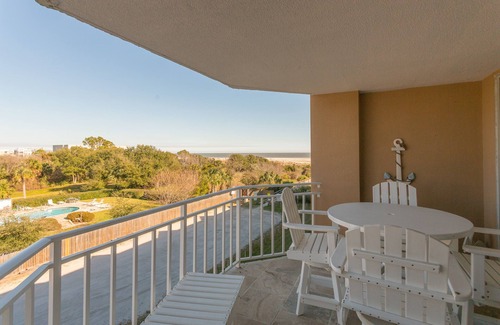Saint Simons Island Condo | Oceanfront Condominium with pool, private boardwalk to beach with ramp.