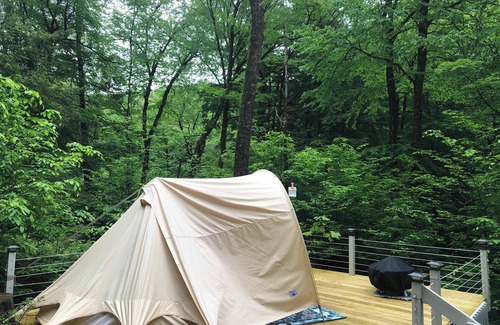Ferndale RV Rental | Okama Abon Bell Tent, River View Taino Woods 15 minutes to Bethel Woods Concerts