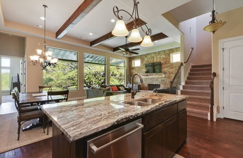 Burnet House | Open Water Luxury LBJ House with Heated Pool and Lakeside Pavilion! Sleeps 17