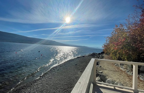 Central Okanagan Cabin | Panoramic Lakeview cabin w/fire table and private hot tub at LaCasa Resort
