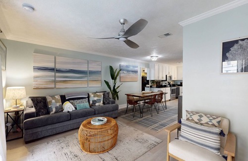 Open Sands House | Peaceful dog-friendly beach retreat with lovely patio - walk to beach & shops