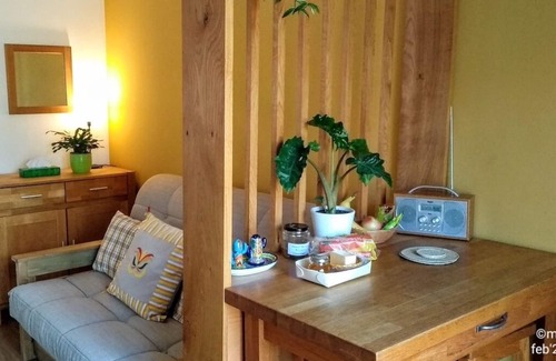 Westbury Apartment | Peaceful separate annexe with bed, kitchen, shower room and patio area.