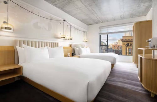 Tenderloin Hotel | Pet-Friendly Double Queen Room in Timbri Hotel, SF, Near Golden Gate Theatre