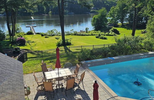 Dover Apartment | Piscataqua River Waterfront Studio, swimming pool and dock for kayaks and SUPS