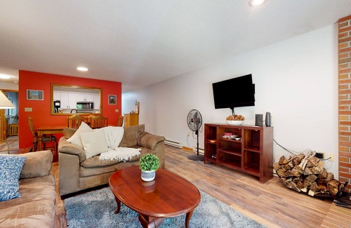 North Conway Condo | Pleasant dog-friendly condo with wood stove, gas grill, pool, & kitchen