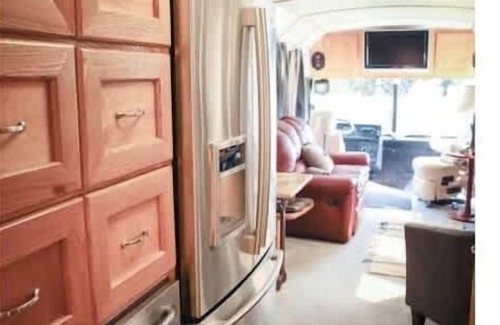 Port Angeles Cabin | Prevost Tour Bus at Whiskey Creek Beach NW