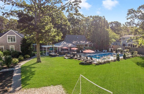 North Eastham House | Private estate, 3 homes, pool, outdoor kitchen, walk to beach!