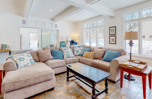 Quechee House | Quechee Lakes getaway near Club & Ski Area - pond views, office space & garage