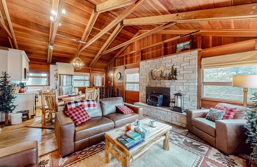 Rye Cabin | Remodeled wilderness retreat with game room, fireplaces, & deck