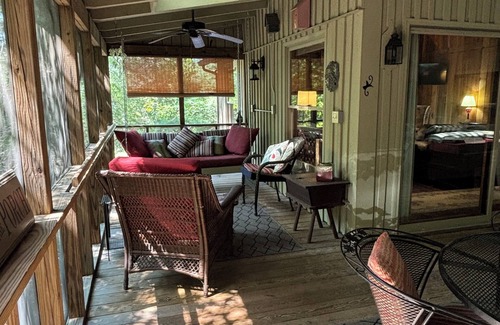 Rockbridge Baths Cabin | Retreat by the RivahnExperience this three bedroom custom built cabin, sleeps 8n