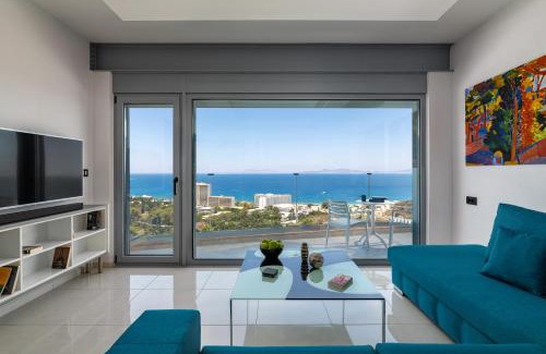Petaloudes Apartment | Rhodes SkyLine Suite with out Door Jacuzzi Sea View A1