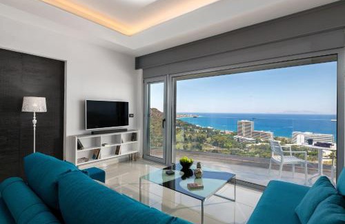 Petaloudes Apartment | Rhodes Skyline Suite with out Door Jacuzzi Sea View
