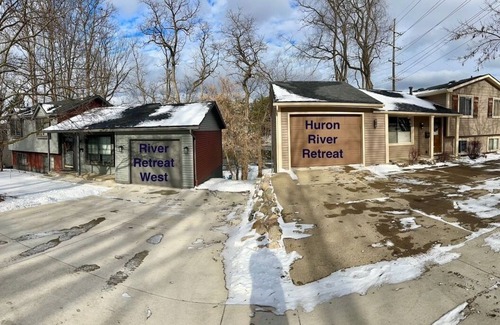 Milford House | Riverfront home in village—walk downtown—park and hike/bike trails—kayaks.