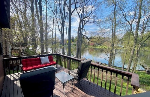 Milford House | Riverfront home in village—walk downtown—park and hike/bike trails—kayaks.