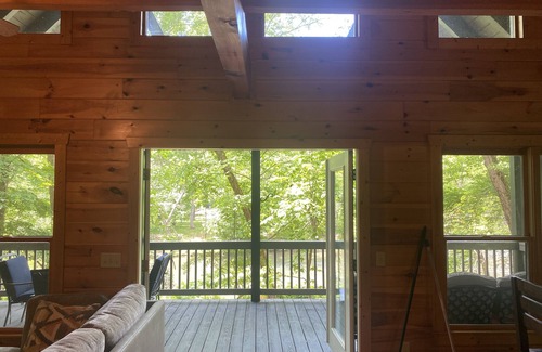 Ellijay Cabin | Riverfront 3 bedroom 3 bath cabin, soothing rapids, on tubing path, river entry