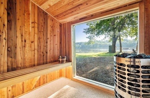 Waterford Cabin | Riverfront Cabin with Heated Pool, Cedar Hot Tub, Sauna and Dock