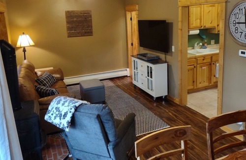 Estes Park Condo | Riverfront Condo w/ Mtn views 2 decks close to RMNP and Downtown Estes Park