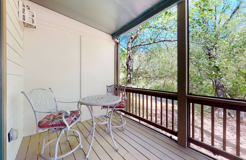 Helen Apartment | Riverfront studio with fireplace, porch & prime downtown Helen location