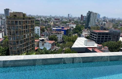 Roma Norte Apartment | Roma Norte, pool, gym, rooftop, coworking, balcony & parking