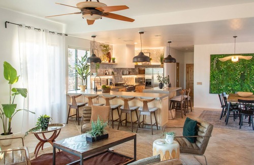 Yucca Valley Villa | Romantic Spanish revival w/ hot tub & views - 5 min from Joshua Tree