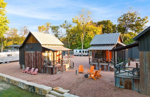 Comfort Cabin | Room with One Queen and Two Twin Beds, Private Patio with Creek View
