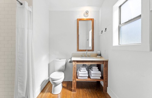 Comfort Cabin | Room with One Queen and Two Twin Beds, Private Patio with Creek View
