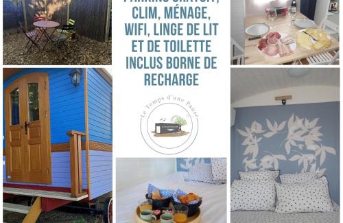 Montmerle-sur-Saone Bed & Breakfast | Roulotte Authentique 'Le Temps d une Pause" en face du Beaujolais - Climatisation et Borne recharge véhicule électrique