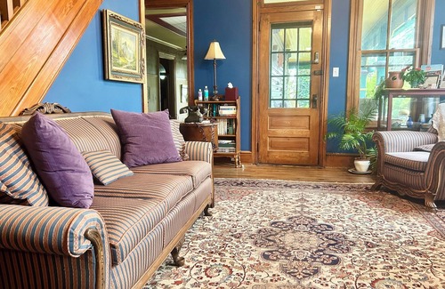 Adamstown Bed & Breakfast | Ruby Room -The Amethyst Inn Bed & Breakfast- jacuzzi tub, fireplace, breakfast
