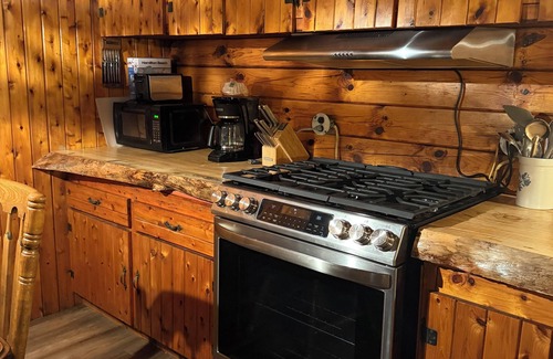 Island Falls Cottage | Rustic Cozy 2-bedroom w/loft Log Cabin in Island Falls surrounded by wildlife