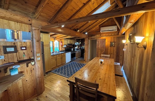 Cheboygan Cabin | Rustic Log Cabin -Water Front, Boating, Fishing, Air conditioned!