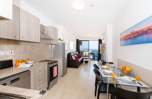 Bugibba Apartment | Sea Bliss penthouse with 2 terraces enjoying side Sea views