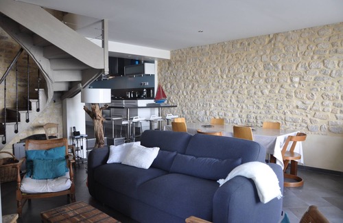 Port-en-Bessin-Huppain Cottage | Seafront, exceptional sea view, charm, fireplace and luxury comfort, 100m2