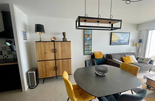 Les Sables d'Olonne Apartment | Seafront T2 Apartment with Terrace, Garage, and Stunning Bay View