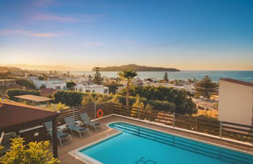 Kato Stalos Villa | Seaview Garden Villa - Heated Pool & Sauna