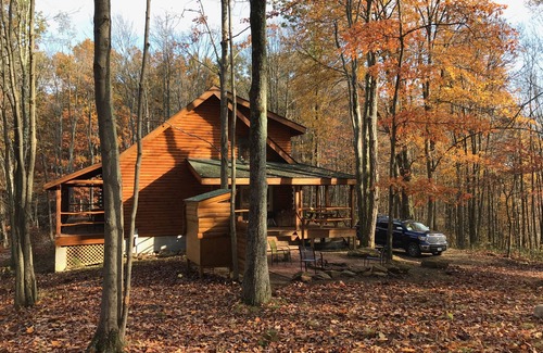 Moatsville House | Secluded Luxury Log Cabin on 40 Acres Near Tygart River & Lake