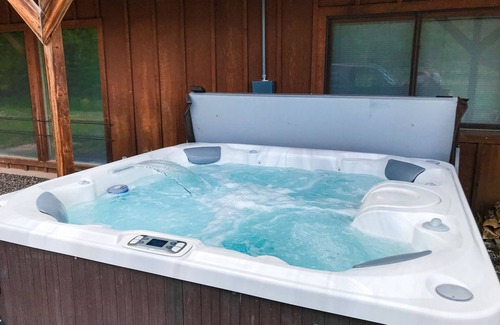 South Fork House | Secluded mountain-view home with hot tub, grill, firepit, wood stove, fireplace