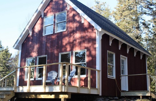 Stonington Cabin | Secluded Rustic Cabin in the Woods with Distant Water View