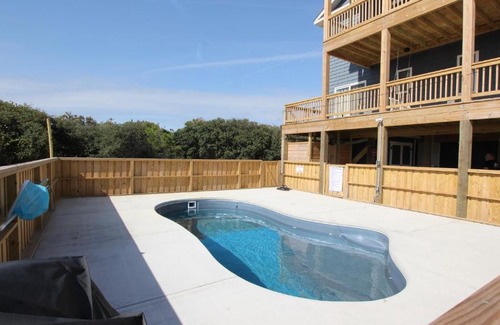 Carova Beach House | Semi-Oceanfront, Ocean Views, Wild Horses, Private Pool, 4x2338, Race To The Beach
