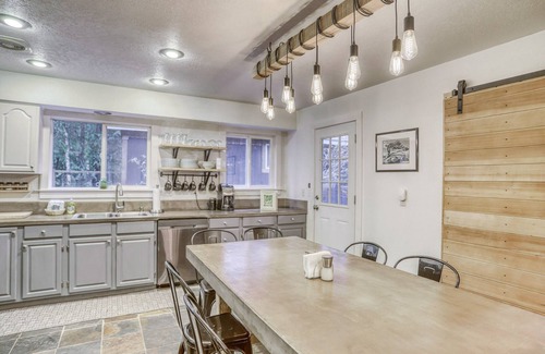 Rhododendron Cabin | Serene Hearthstone Retreat with fireplace, hot tub, BBQ, dog-friendly
