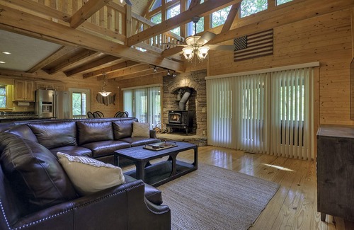 Ellijay Cabin | Serene Riverfront & Creekfront Mountain Cabin on 1.5 Acres with Deer All Around
