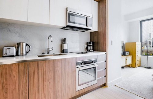Seaport District Apartment | Serene Seaport Studio w/Gym & W/D, nr Shops & Dining, by Blueground