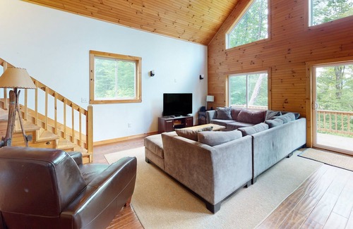 North Troy House | Shallow Brook | A-Frame house in Jay near Jay Peak Resort with grill, deck, W/D