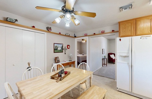 Farmington House | Single-story house with patio, central AC, & washer/dryer
