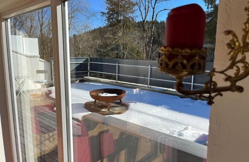 Feusisberg Apartment | Sonnige Loft mit Terrasse, Ladestation für Elektrofahrzeuge