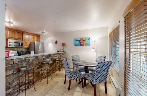 Taos Ski Valley House | Sophisticated St. Moritz Condo with fireplace, expansive patio & mountain views
