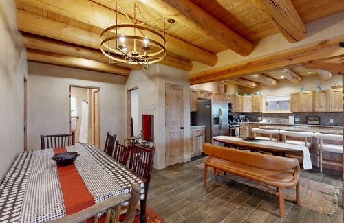 El Prado House | Southwestern home with hot tub, mountain views, & ping pong