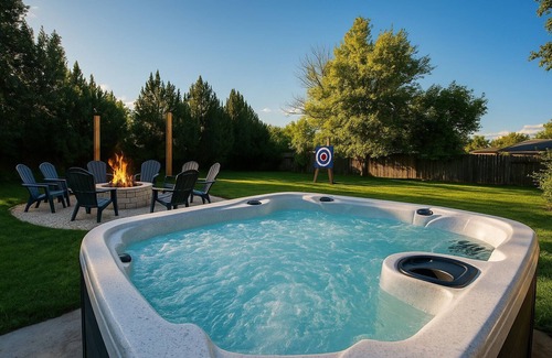 Castlewood House | Spacious DTC Getaway - Hot Tub, FirePit, GameRoom - Ideal for Families & Groups
