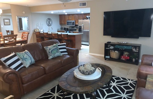 Indian Shores Condo | Spacious white sandy beach side condo with intercoastal water view